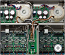 Dual monaural D/A converter configured with eight circuits per channel and 35-bit D/A processing capability.