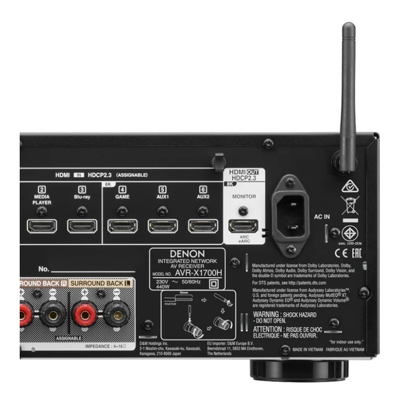 Denon AVR-X1700H + Monitor Audio Mass 5.1 | Conjunto Cine en Casa