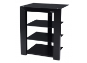 Norstone Piu Black mueble HIFI de 4 estantes, madera lacada negra, con cristales