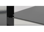 Norstone Piu Black mueble HIFI de 4 estantes, madera lacada negra, con cristales