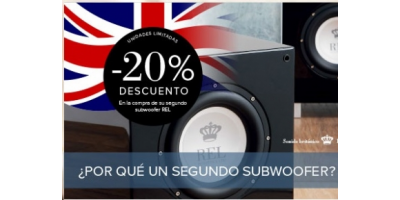 Subwoofer REL Promoción 20% Descuento en segunda unidad
